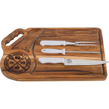 Imagem de Kit Churrasco Completo Personalizado Tábua com Utensílios - Alto Relev