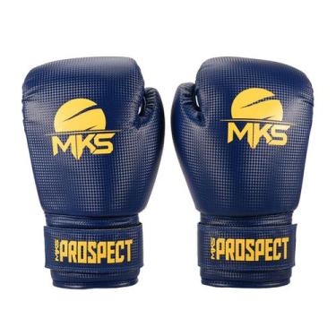 Imagem de Luva de Boxe Muay Thai MKS Combat New Prospect Blue Yellow, 16 Oz