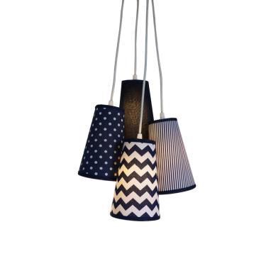 Imagem de Lustre Pendente Cacho Chevron Azul Marinho e Branco
