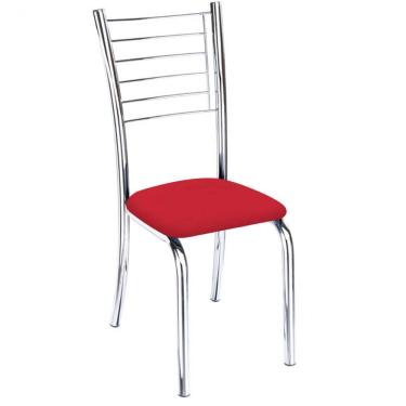 Imagem de Cadeira Lara Cromada Para Cozinha Corino Vermelho