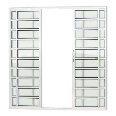 Imagem de Porta De Correr Com Travessas 4 Folhas Super Vidro Liso 210cm X 200cm Brimak Branco