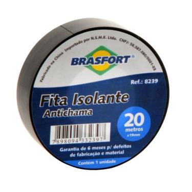 Imagem de Fita Isolante Antichama Preta 19mm x 20m BRASFORT