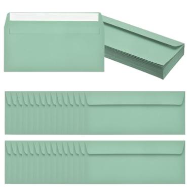 Imagem de PATIKIL Pacote com 60 envelopes de negócios verde grama nº 10, envelopes coloridos autoselados tamanho carta para convites de escritório de correspondência, 10 x 23 cm