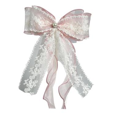 Imagem de IEUDNS Suporte de cortina, prendedor de cortina, presentes, fácil instalação, prendedor de cortina, laço de renda, ornamento para sala de estar, quarto, casa, Rosa