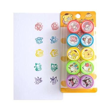 Imagem de Selos Auto-tinta Fofos Sanrio Cinnamoroll Kuromi Melody 10 Peças Pompo