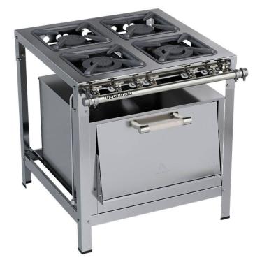 Imagem de Fogão Industrial Stori Premium 4 Bocas 30x30 Com Forno M18 Aço Inox 430 Metalmaq Fogão Baixa Pressão