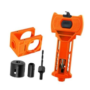 Imagem de WeiLaiKeQi Conjunto de instalação de fechadura de porta com furo de fechadura ajustável com gabarito guia para porta de 1-3/4" ou 1-3/8" de espessura, Laranja