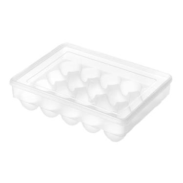 Imagem de DimyFew Organizador de porta-ovos com tampa, caixa de armazenamento transparente empilhável, bandeja para ovos, organizador de geladeira para despensa e, 20 Grades