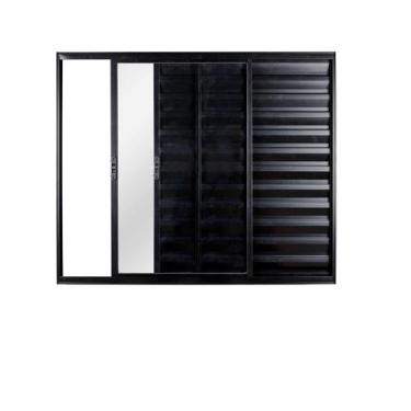 Imagem de Janela Veneziana 3 Folhas Alumínio PRETO SEM GRADE - Esquadrias Novo L