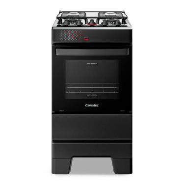 Imagem de Fogão a Gás Mesa Inox Tampa de Vidro Forno 50L Limpa Fácil e Acendimento Automático Esmaltec IDEAL Top T4IAP Cor Preto 4 bocas Bivolt