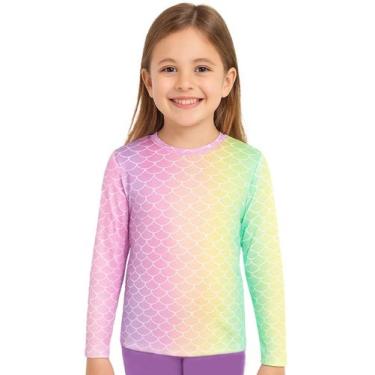 Imagem de Camiseta Infantil Proteção Solar UV50+ Praia Piscina Estampa Sereia - 