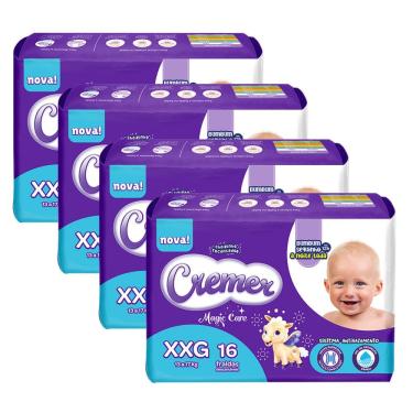 Imagem de Kit 4 Fraldas Cremer Magic Care Tamanho XXG com 16 Unidades cada