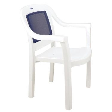 Imagem de Cadeira Tramontina Miami Polipropileno Branco Tela Azul Escuro Tramontina