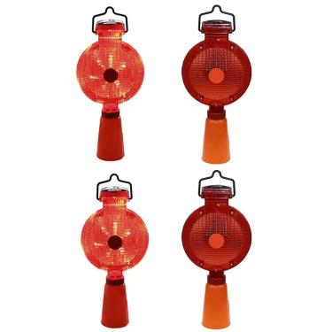 Imagem de Sinalizador Solar Viario Cone Kit 4 Uni Sinalizaçao Automatico LED Rua Rodovia Estrada Obra Segurança Fiscalizaçao