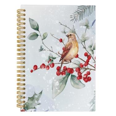 Imagem de ANIANG Caderno de Natal, diário de pássaros de inverno, presentes de Natal, presentes de pássaros para amantes de pássaros, mulheres, 14 x 21 cm, 164 páginas, pautados na faculdade, material escolar