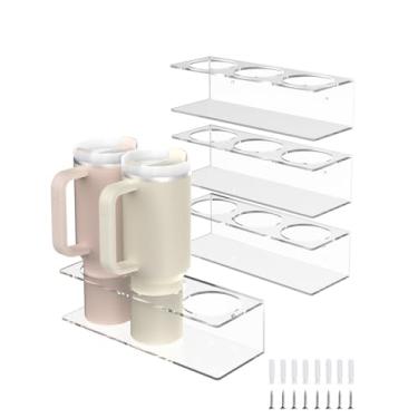 Imagem de Pacote com 4 organizadores de garrafa de água de acrílico para Stanley 1,134 g, suporte de copo Stanley, suporte de lata de spray montado na parede, organizador de copo para cozinha, acessórios de