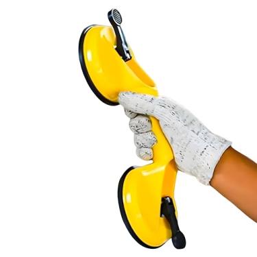 Imagem de Ventosa Dupla Profissional para Vidro e Porcelanato, Capacidade 80kg, Amarela