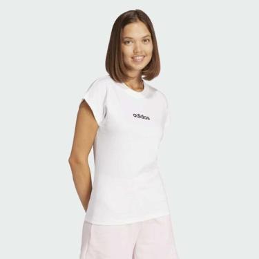 Imagem de Camiseta Adidas Logo Linear Feminina Branca e Preta, G