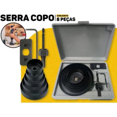 Imagem de Serra Copo Fertak Kit 8 Peças P/ Furadeira Corte Preciso Em Diversos M