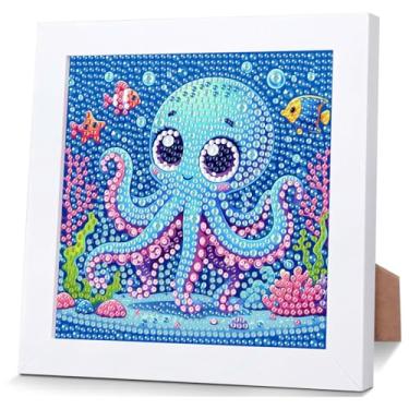 Imagem de Reivworl Diamond Art Kits for Kids, Octopu Diamond Painting Kits for Kids, Octopu Gem Art Ages 4-8-12 for Gifts and Decor (8x8 Inch)