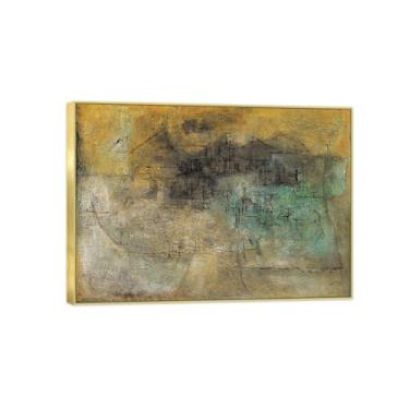 Imagem de BMZFYBS Pintura de arte de parede em tela abstrata - imagens para decoração de casa - paisagem - pôster e impressões em moldura dourada 70 x 100 cm 27 x 39 pol