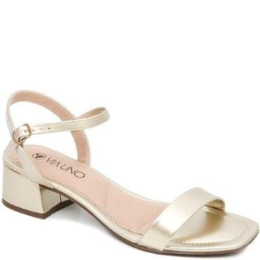 Imagem de Sandália Feminina Salto Bloco Fivela Via Uno 853010-Feminino