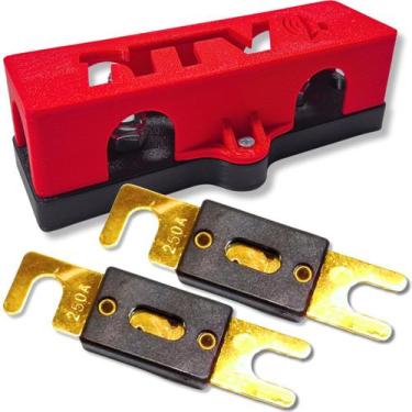 Imagem de Kit porta fusivel distribuidor 3 vias com tampa e 2 fusíveis faca anl 