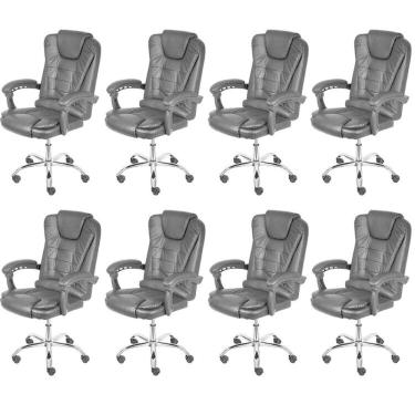 Imagem de Kit 8 Cadeiras para Escritório Presidente Estofada Jacarta Preto