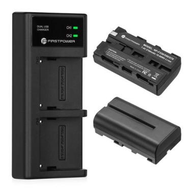 Imagem de Pacote com 2 baterias FirstPower NP-F550 com carregador USB para Sony