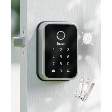 Imagem de Fechadura inteligente com impressão digital Fechadura de porta de entrada 4 em 1 Smart (níquel escovado nuvem)