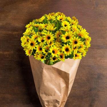 Imagem de 9 Buquês de Flores Artificiais Amarela Girassol Permanente Mini Flor P