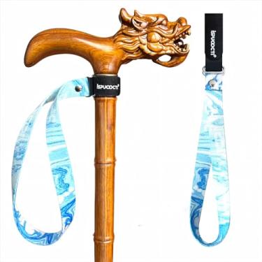 Imagem de ispuoocti Pacote com 2 alças de pulso de bengala universais ajustáveis para bastões de trekking, acessórios de bengala de caminhada respiráveis antiderrapantes para idosos/caminhadas para usar