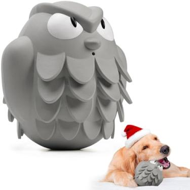 Imagem de Moonorange Brinquedos De Mastigar Resistentes Para Cães, Mastigadores Agressivos, Bola Borracha, Coruja, Distribuidor Interativo Guloseimas, Alimentador Lento, Dentição Indestrutível, Cães Pequenos,