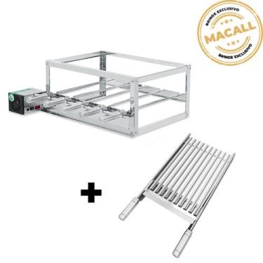 Imagem de Churrasqueira Giratória Inox 5 Espetos 2 Andares ECO + Grelha Argentin