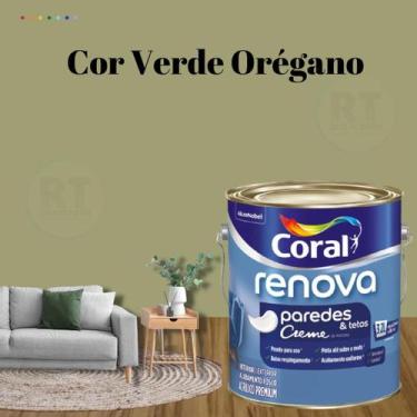 Imagem de Tinta Parede Verde Acrílica Fosca Coral Renova 3,2L, VERDE OREGANO