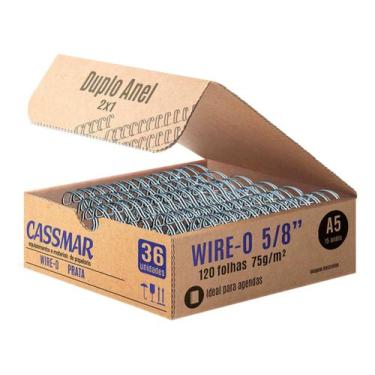 Imagem de Wire-o para Encadernação A5 5/8 2x1 para 120fls Prata 36un - Cassmar