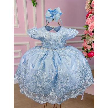 Imagem de Vestido Jardim Encantado Realeza Azul Bebe - Fabuloso Ateliê, 4, Azul 