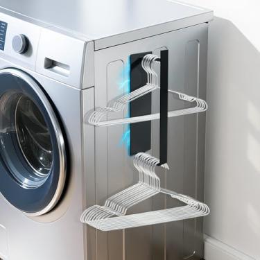 Imagem de HAIMST Suporte magnético forte para lavadora e secadora, cabides de lavanderia que economizam espaço, organizador de armazenamento, sem necessidade de perfuração, comporta mais de 20 cabides de veludo