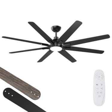 Imagem de putroad Ventiladores de teto de 62 polegadas com luzes, ventilador de teto grande de montagem embutida de perfil baixo com controle remoto para quarto, sala de estar, pátio, 3 CCT, regulável, 6