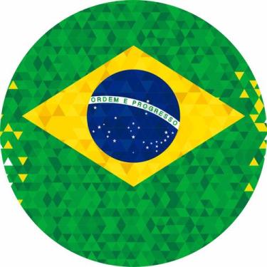 Imagem de Painel de Lona Redondo Brasil Futebol Geométrico - Fabrika de Festa, 1