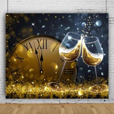 Imagem de Backdrop Pnylzzyxh Feliz Ano Novo 2024 3x2,4m Vinil Cinza