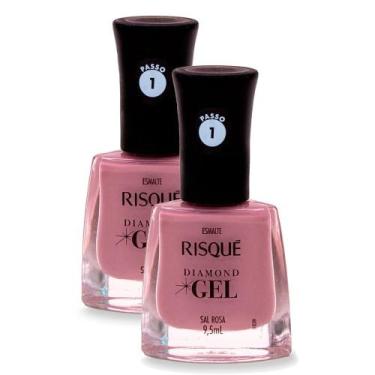 Imagem de Kit 2 Esmalte Risqué Diamond Gel Sal Rosa Cremoso 9,5ml