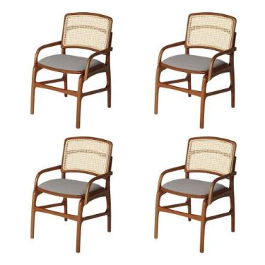 Imagem de Jogo 4 Cadeiras de Jantar Florença Estrutura em Madeira Jequitibá Terr