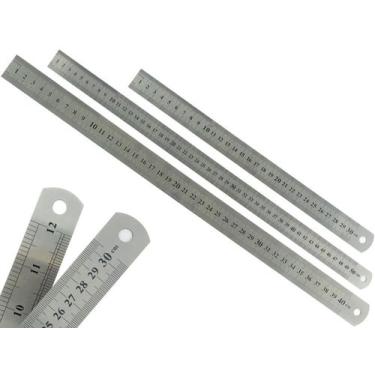 Imagem de Kit Com 3 Réguas Metal Leve De Aço Inoxidável Tamanho 30 40 e 50 cm Ma