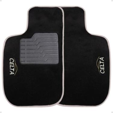 Imagem de Tapete Automotivo Cinza Carpete Celta 2001 Até 2015 bordado