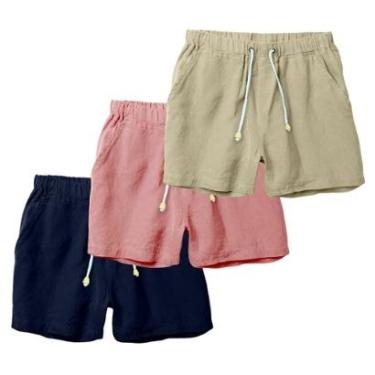 Imagem de Kit 3 Shorts Linho Masculina Com Cordão Bermuda Casual Verão-Masculino