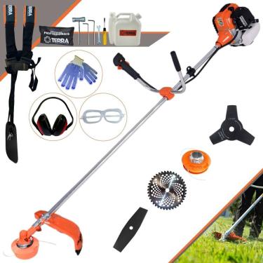 Imagem de Aparador de Grama Terra GR520-XP À Gasolina 52cc 2,5HP 6.500rpm Com Carretel de Nylon + Lâmina Facão + Lâmina 3 Pontas + Lâmina 40 Dentes Vídea + EPI
