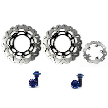 Imagem de Arashi Discos de freio dianteiros traseiros rotores com parafusos de montagem para Yamaha YZF R1 2007-2014, YZF R6 2005-2016, peças de acessórios de reposição de motocicleta