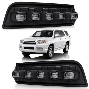 Imagem de Kit de farol de neblina de LED adequado para Toyota 4Runner 2010 2011 2012 2013, luzes brancas de circulação diurna/DRL com seta âmbar