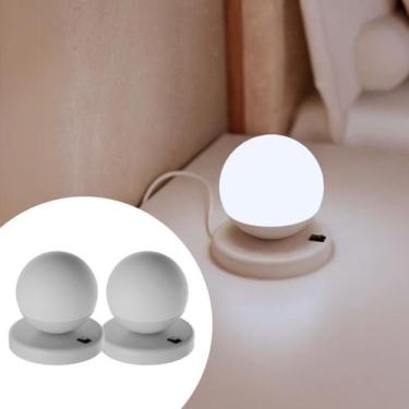 Imagem de Kit 2 abajur de mesa Moderno dama Com Interruptor Com Globo Fosco 10cm